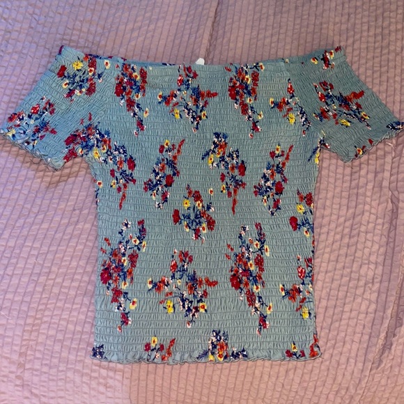 Cute flower print off the shoulder crop top - Picture 1 of 1